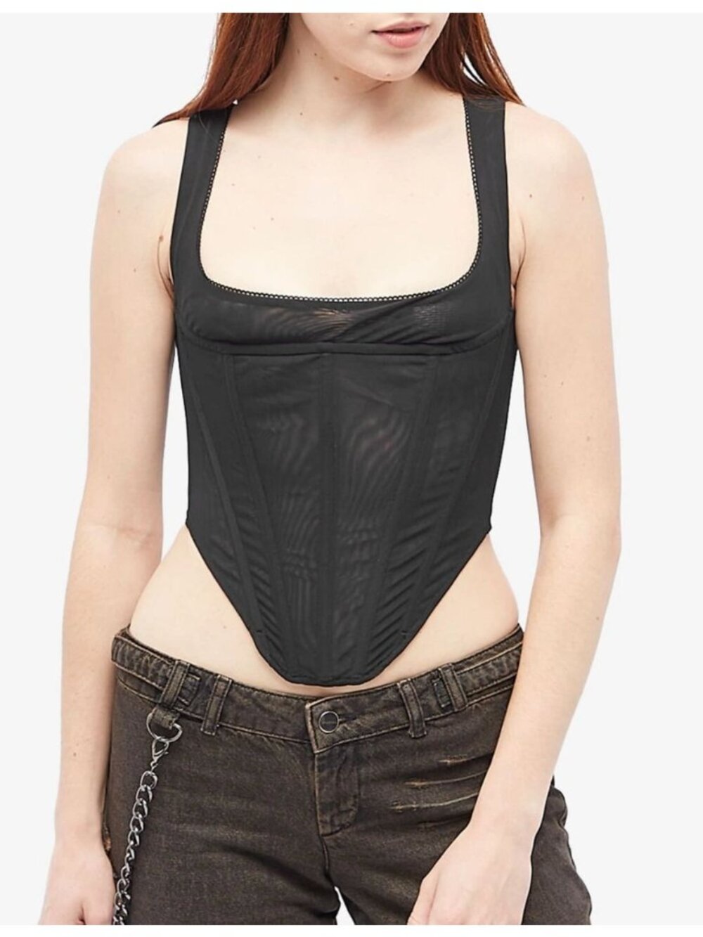 MIAOU Campbell Corset Top Black Size Medium
